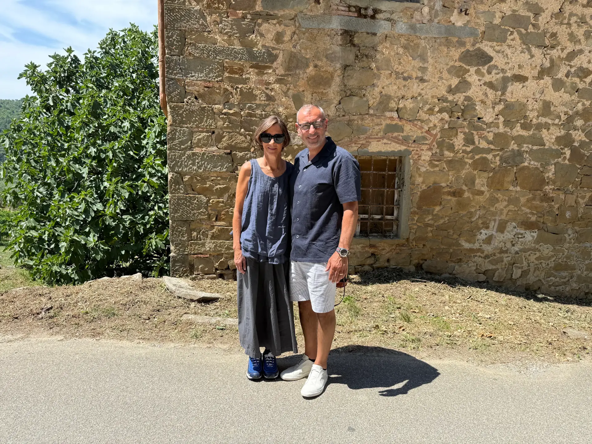 Riccardo and his wife in the Tuscan countryside during their Italy, France and Ireland anniversary trip