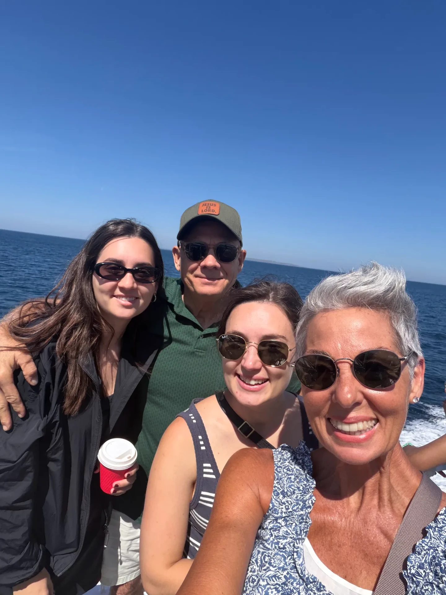 Robin and family on a boat ride off the Irish coast