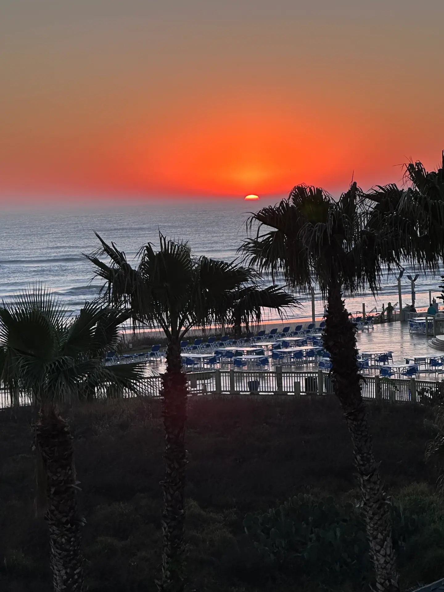Sunrise over the ocean from the room balcony at South Padre Island, Texas, during a month long stay