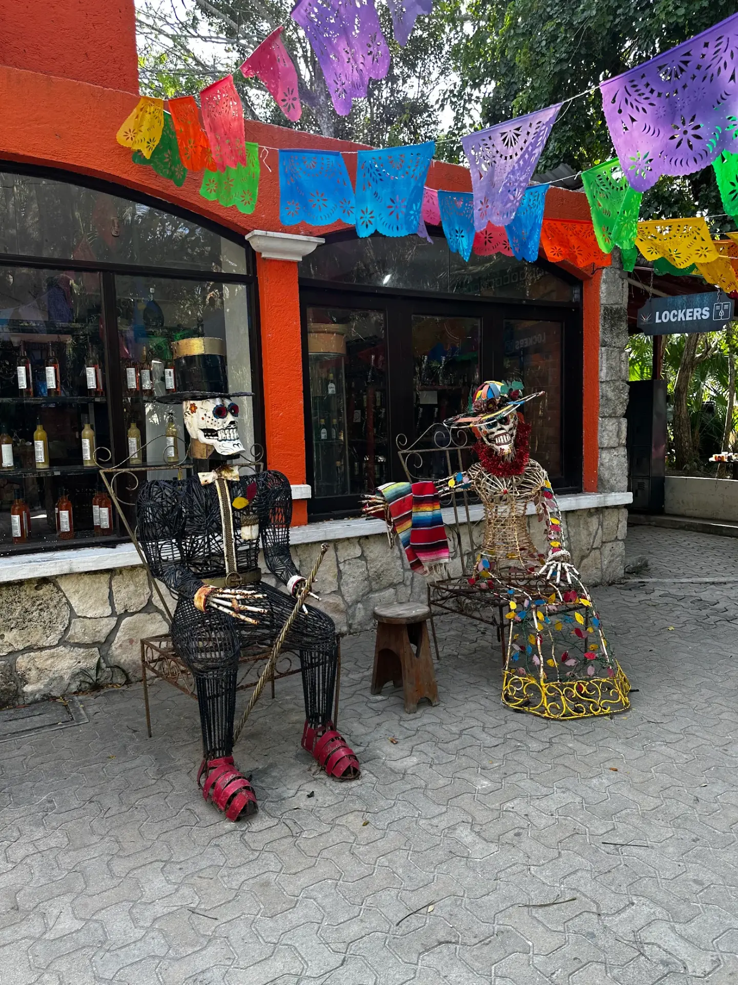 Day of the Dead skeleton figures in Playa del Carmen, Mexico