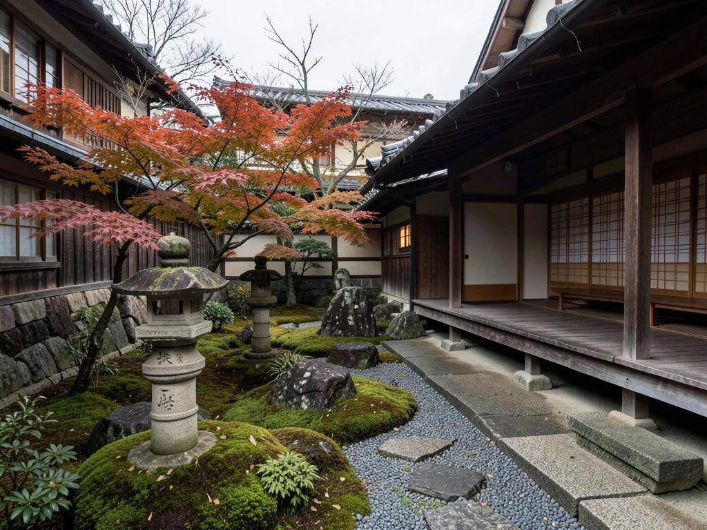 Ryokan garden in Kyoto, Japan