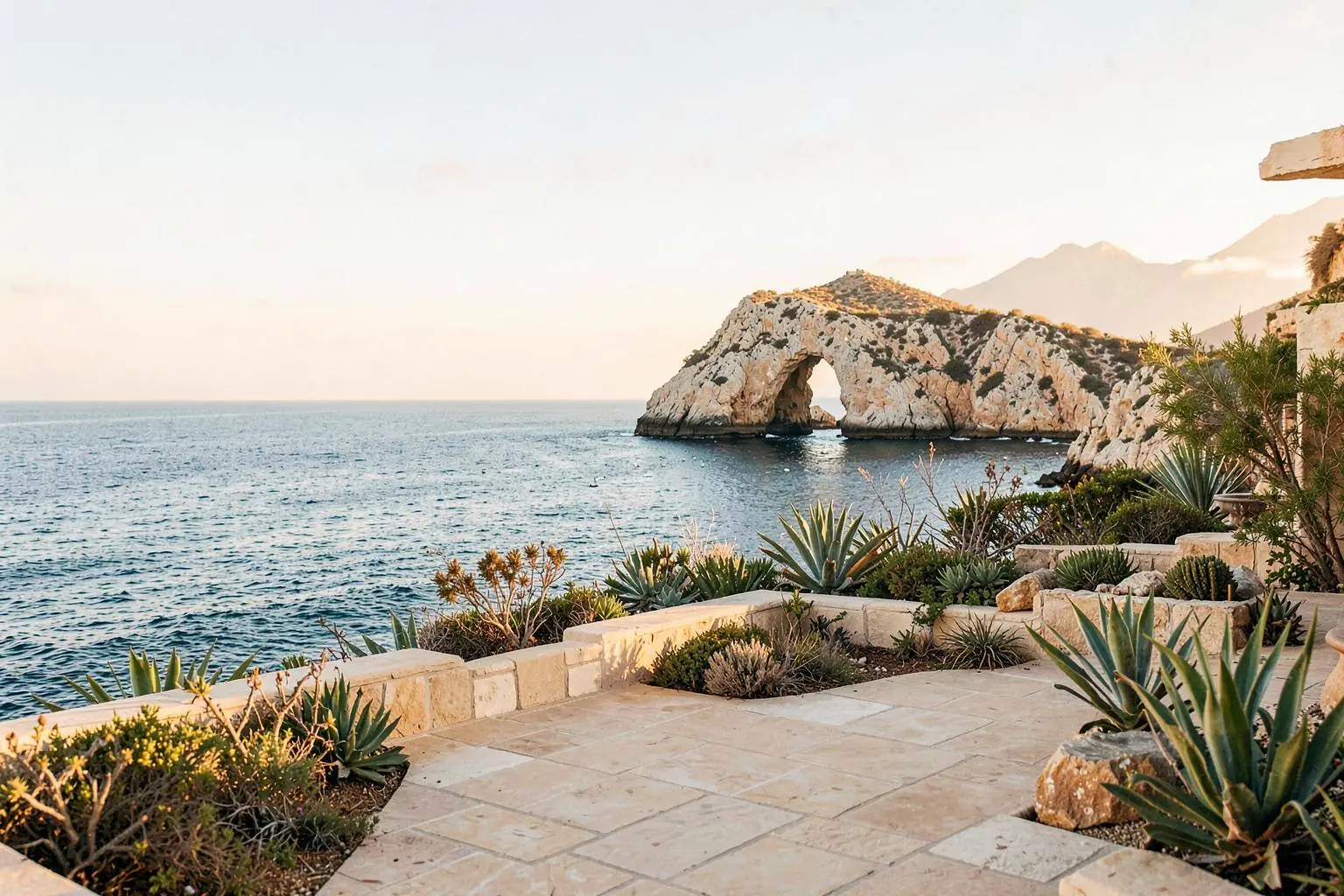 Resort terrace above the Sea of Cortez in Los Cabos, Mexico luxury travel